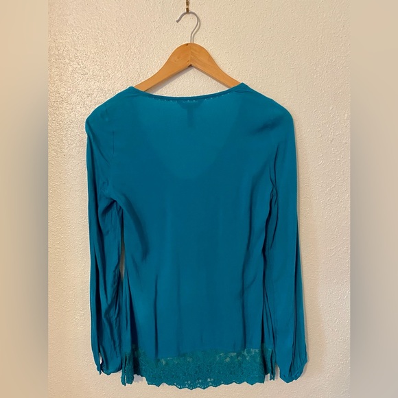 Bravissimo lace trim blouse in teal. US 4/ UK 8 Super Curvy. - Picture 3 of 4